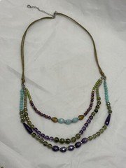 BEAUTIFUL Beaded TRIPLE STRAND C1946 NECKLACE 14”