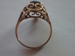14k Yellow Gold Black Onyx Filigree Cocktail Ring 3g Size ~6.25 Retro 1980s