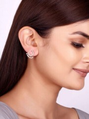 Half Hoop Stud Woman’s Earring 2.3 Ct Simulated Diamond 14K Rose Gold Plated
