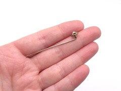 Vintage 14k Solid Gold Pearl Star Setting Circle Stick Pin Hat Pin .9 grams