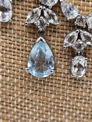 Vintage C*A 925 Sterling Silver Natural Blue Topaz Festoon Bib Statement…