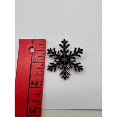 Vintage Silver Tone Black Enamel Snowflake Brooch Japan Winter Holiday Pin J130