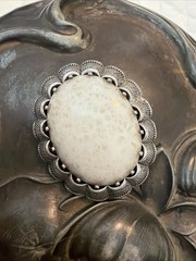ANTIQUE PRE WWII Stone Silver TONE 2” BROOCH MARKED GERMANY Rare Find