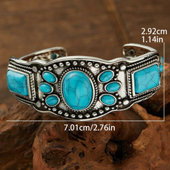 Women’s Vintage Bohemian Jewelry Cuff Bracelet with Faux Turquoise Opening