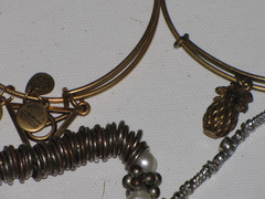Alex And Ani 24K Electro Plated Lot Of 119 Silver Tone Rinstones Beaded Bangle