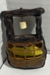 VTG Wishing Well Brooch Hand Carved Solid Wood With Hanging Bucket lucite Bricks