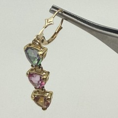 14K Yellow Gold Mystic Pink Topaz Leverback Earrings Stamped VA