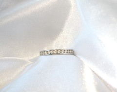 Vintage Sterling Silver 925 Diamonique CZ DQ Channel Set Eternity Ring Size 10
