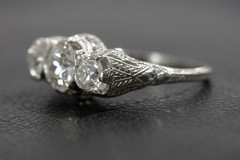 Art Deco Engagement Ring Mine European Cut Diamonds Plat 3.4 DTW 2.25 CTW 6.5