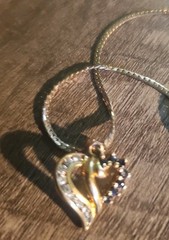 Heart Pendant 925 signed,prong-set stones