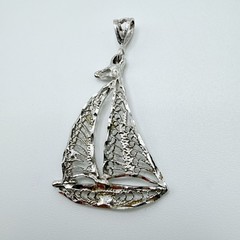 Vintage 925 Sterling Silver Filigree Nautical Sailboat Charm Pendant