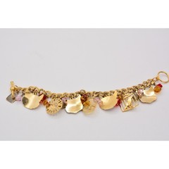 Lunch at The Ritz Vintage Cat Charm Bracelet Bird Fish Crystal Signed 1990s Bin6