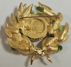 Vtg JBK CAMROSE & KROSS Jaqueline Kennedy Signed JBK USA Greek Coin Brooch