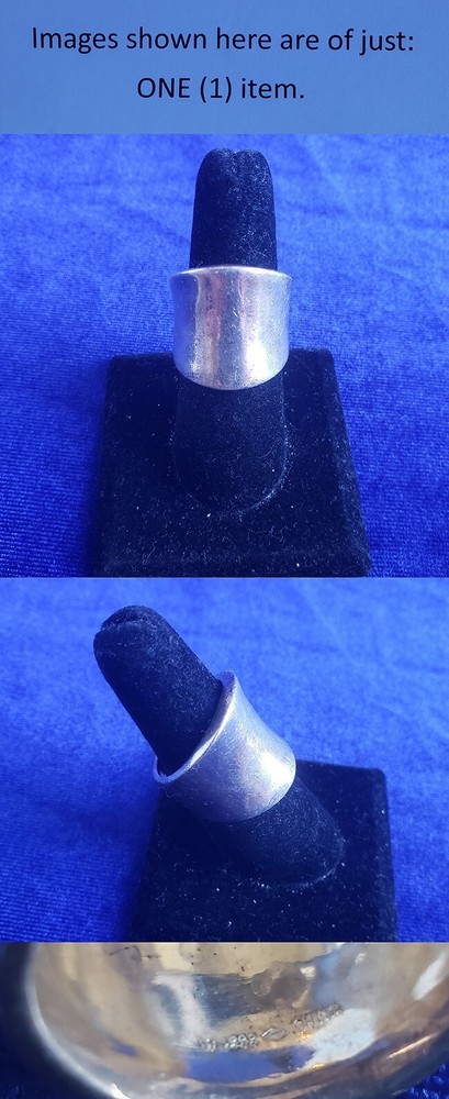Vintage Heavy Sterling Silver Size 8.25 Concave 21mm Wide Band Ring 25ri513