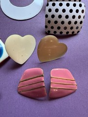 11 Pairs Vtg 80s 90s Lucite Plastic Enameled CHUNKY BOLD Assortment EARRINGS