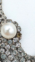 Vintage Rhinestone Necklace Glass Pearl Draped Formal Wedding 14-17in