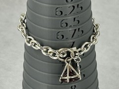 Giftcraft 2008 Bracelet Silver Tone Chain Link Red Crystal Charm