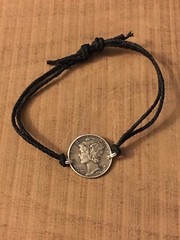 Adjustable MERCURY DIME Coin Jewelry BRACELET 90% Silver With .925 Links! Hemp