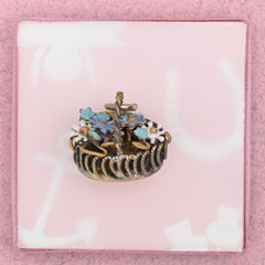 Antique Victorian 3-D Flower Basket ENAMEL Gold Filled Charm Pendant