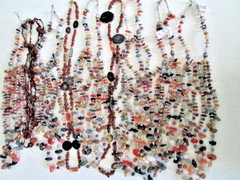 LOT 9 Wearable CHUNKY Semi-Precious Stones bead abalone seed necklace 2.61 lbs