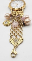 Vintage RARE Signed Kirks Folly Goldtone Blushing Heart Watch 1994 7.5″