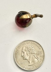 Victorian Edwardian Round Red Ruby Glass Ball Cufflink Stud Button Only 1