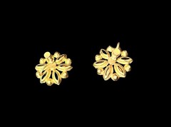 Vtg Flower Colorful Gem Petals Earrings 1”Screw Back Rhinestones Floral Pave
