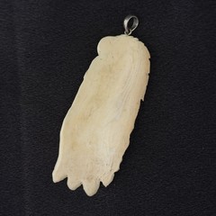 Vintage Native American Woman Eagle Carved Buffalo Bone Pendant