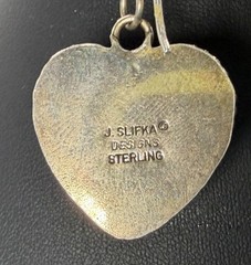 Vintage Joan Slifka Designs Sterling Silver 925 Blue Heart Earrings