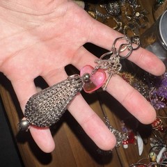 Vintage Heart Charm Necklace x Bag Charm with Tassel & Heart Unique 1980s–1990s