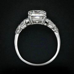 Timeless ArtDeco Asscher Lab Created Diamond Antique Engagement 14K Gold FN Ring
