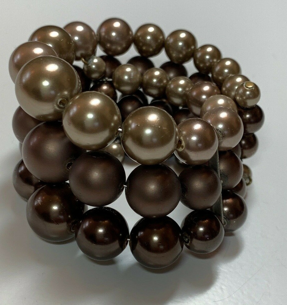 Vintage Taupe Brown Stretchy Bracelet One Size Fits All