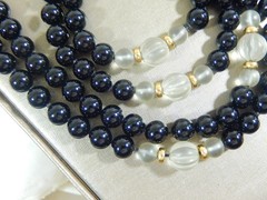 STERLING SILVER 925 CARVED FROSTED ROCK CRYSTAL & ONYX 36″ STATEMENT ONYX