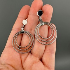 Vintage Drop Hoop Earrings Lot Multi Layered Circle Gold Silver Tone Pierced