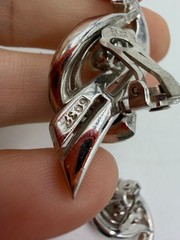 Vintage Earrings Clip On Rhinestone Boucher Signed Knot Climber Silvertone PJ