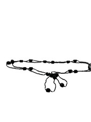 Vintage Black Beaded Necklace 29 in LONG