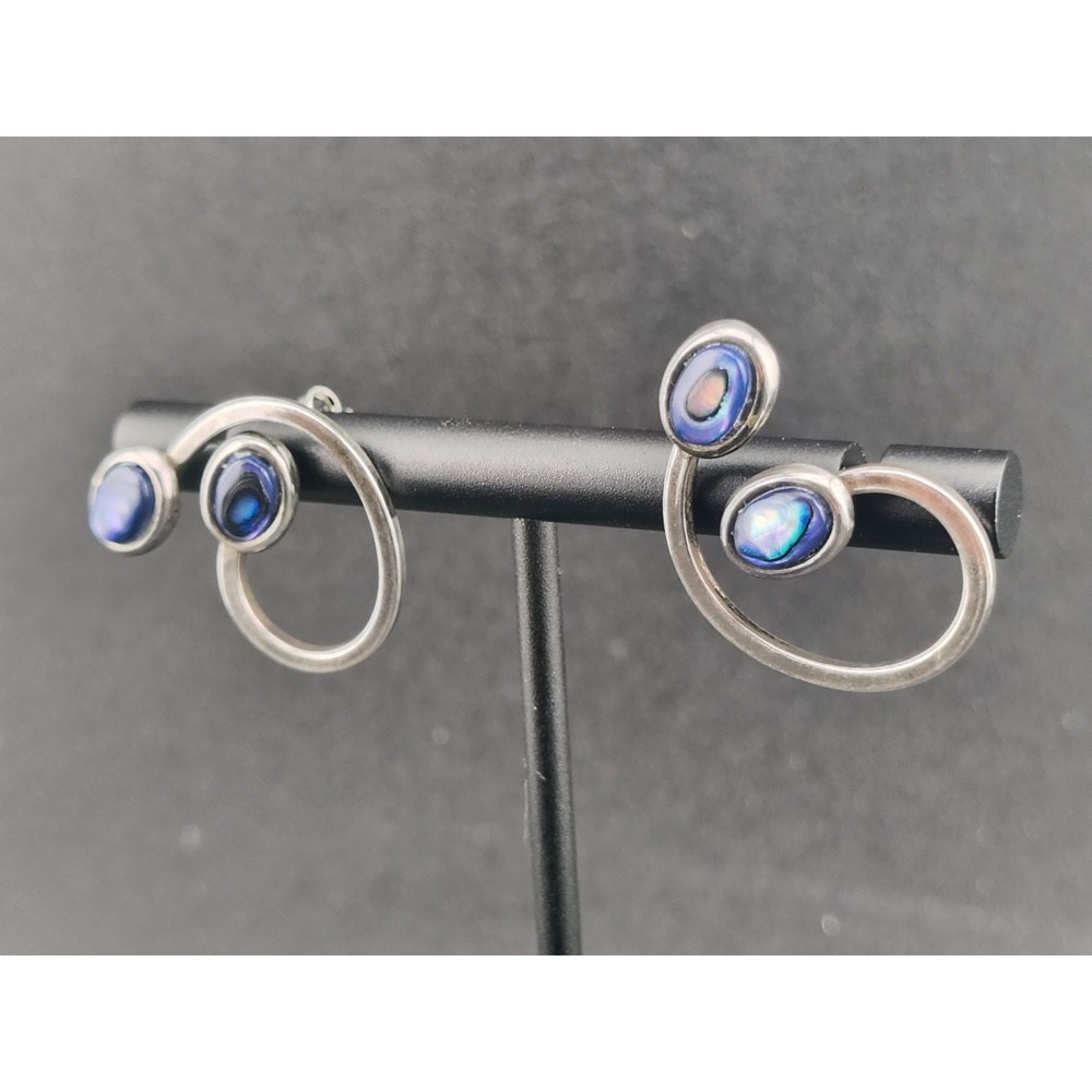 Vintage Village Originals 925 Sterling Silver Abalone Swirl Post Earrings