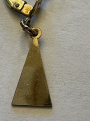 VTG Rolled Gold Dangle Triangle Leverback Earrings-Dainty Floral Accent-Pierced
