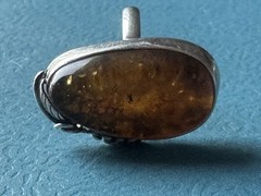 Vintage Latvia Baltic Amber .925 Sterling Silver Ring Size 7.75”