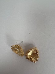Jewelry -Earrings Marked ROMAN Gold-Tone Heart-Shaped Rhinestone Crystal Studded
