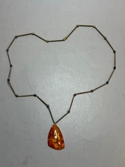 Vintage Baltic Amber Pendant Necklace Cognac Butterscotch 7.6g USSR Era Latvia