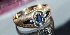10k yellow gold 0.30ctw natural diamond ring sapphire sz 10 heated 2.63g Romance