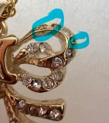 Authentic CELINE Paris Gold Tone Bow Crystal Pendant Necklace 26 in.
