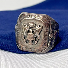 WW2 Sterling Silver Military Signet Ring 15.2 Grams Size 8.75 FD Sterling
