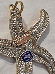 Vintage Mixed Metal Starfish NOS wTag Pendant Brooch Hammered Metal Mexico Lrg