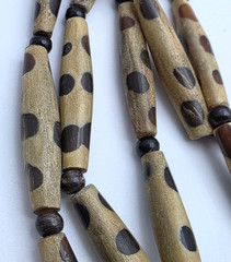 Vintage Wood Bead Necklace Multi Strand Leopard Print Boho 26 In Statement