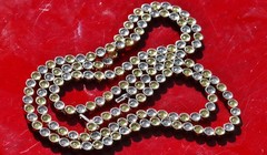 14k 585 2 tone gold necklace 5.50ct treated yellow & white diamond 31.5″ 55.1g