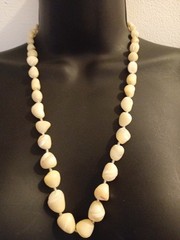 Vtg Balamuti Mother of Pearl Beaded Necklace &Small Spacer Beads 60g Pink Swirls