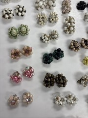Huge Lot 74 Pair Vintage Cluster Bead Clip On Screw Back Earrings Japan Germany