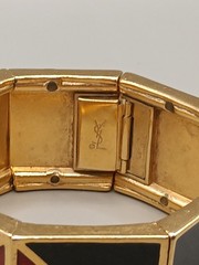 as is Vintage YSL Yves Saint Laurent Enamel Cuff Bracelet 6.7″